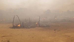 اندلاع حريق في مخيم لنازحين أفارقة بمأرب