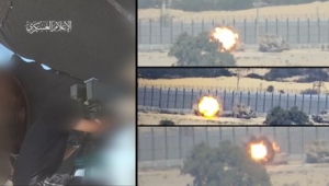 "السهم الأحمر".. القسام تعلن استهداف آلية هندسية إسرائيلية بصاروخ يتم استخدامه لأول مرة